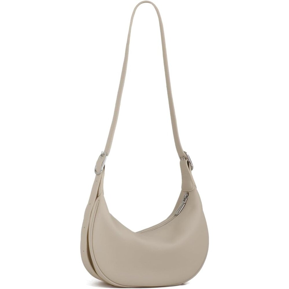 Luxury Mini Purse In Beige - Hand-Stitched Leather Crossbody For Women, 11.02"